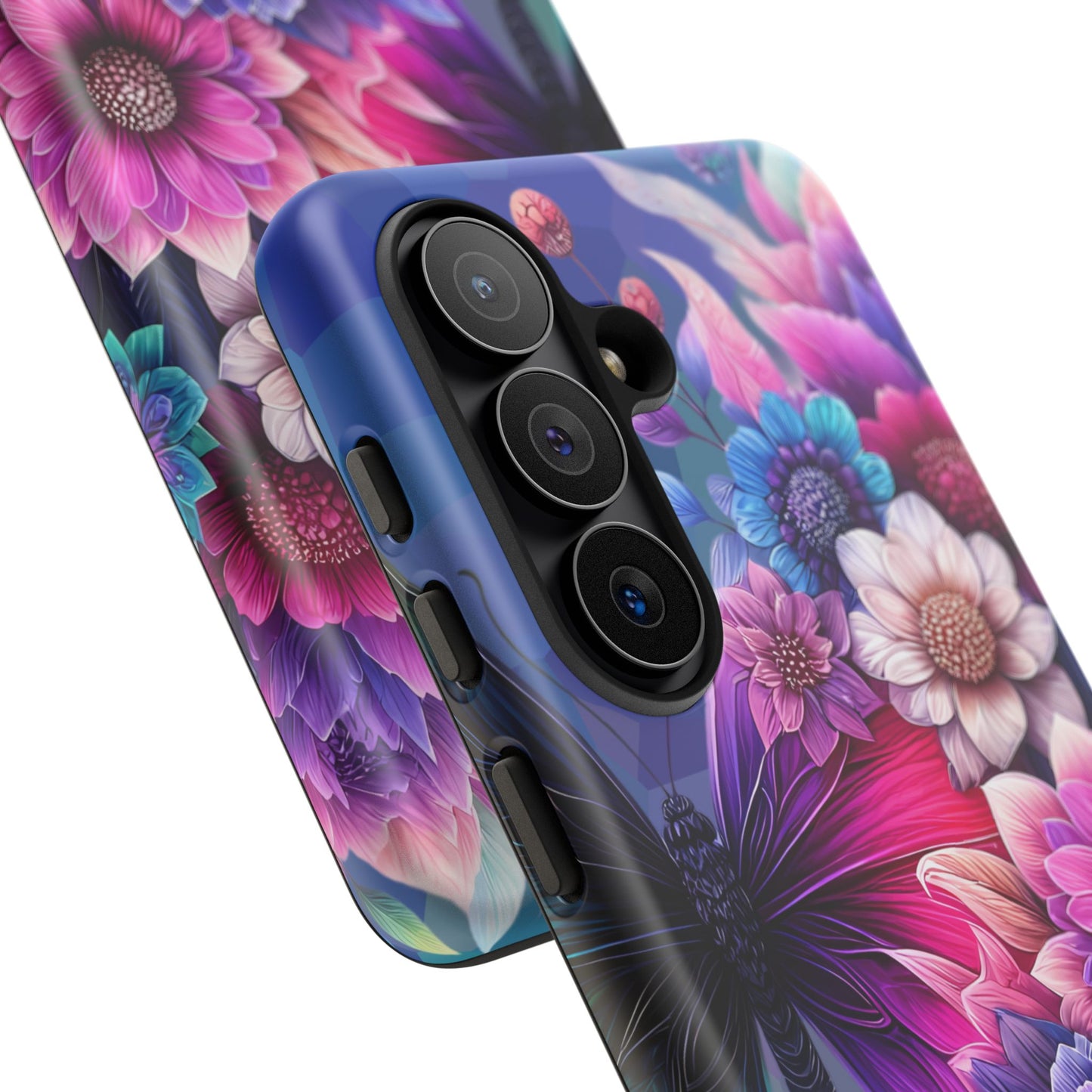 Butterfly Bloom Tough Phone Case — Vibrant Purple Blossom Protective Cover