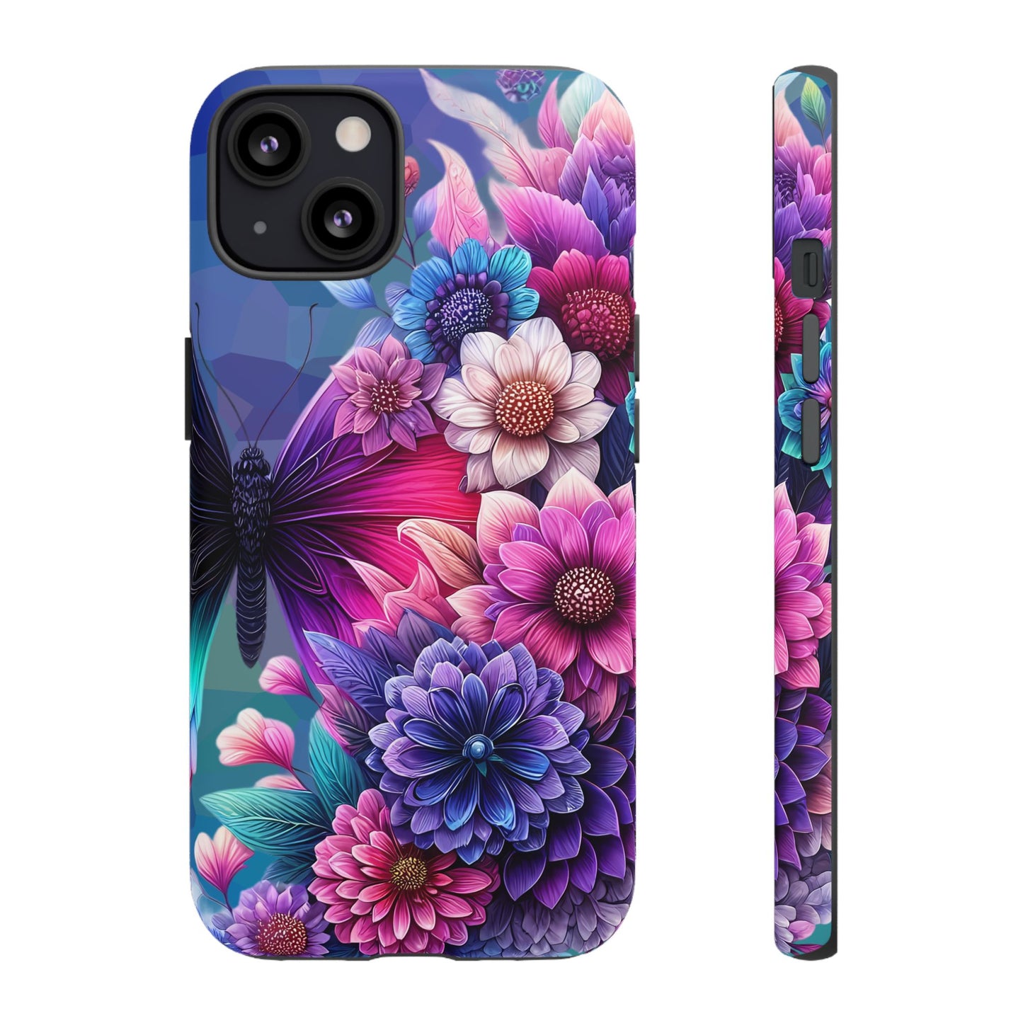 Butterfly Bloom Tough Phone Case — Vibrant Purple Blossom Protective Cover