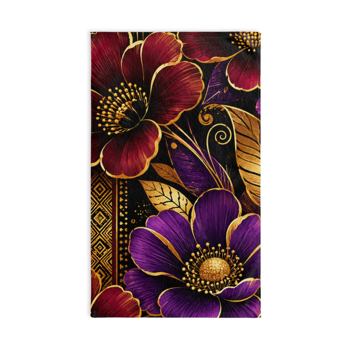 Zuri Garden Luxe Hand Towel — Purple & Burgundy Gold Accent
