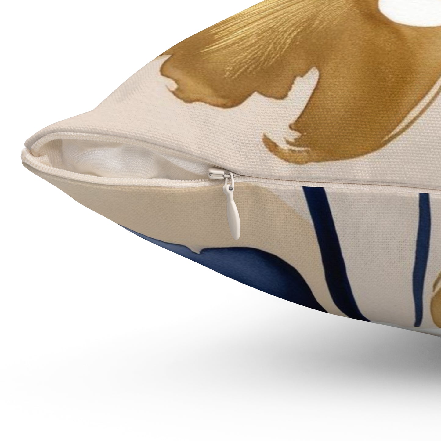 Floral Gold & Navy Square Pillow
