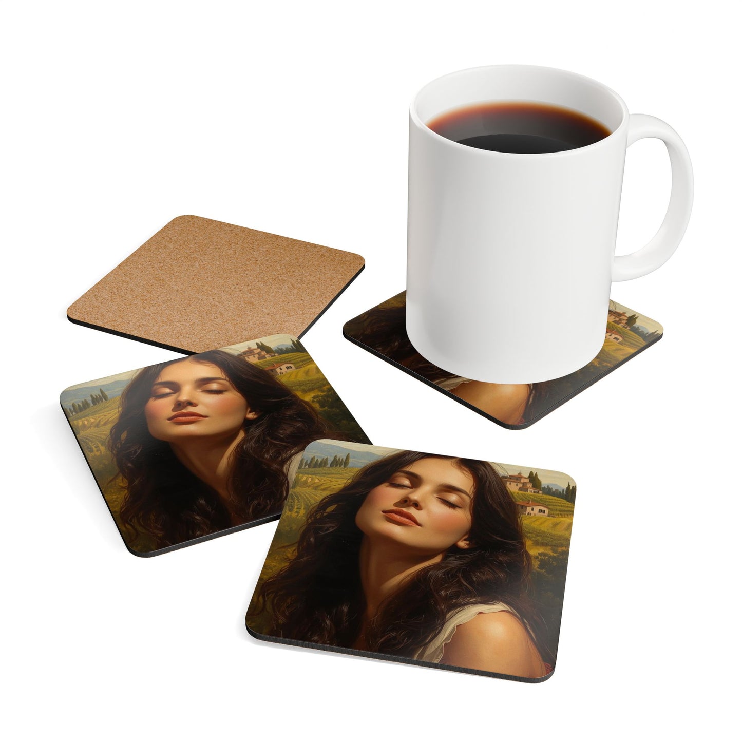 Sunrise in Puerto Rico Corkwood Coaster Set