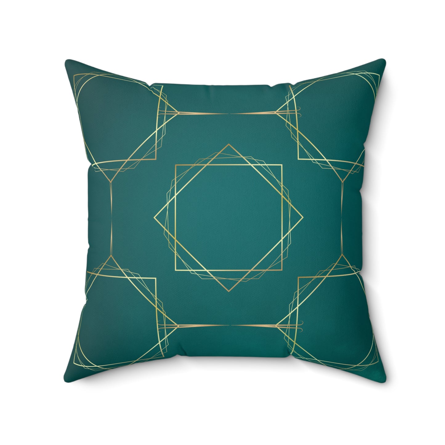 Gilded Elegance (Dark Teal) Polyester Square Pillow