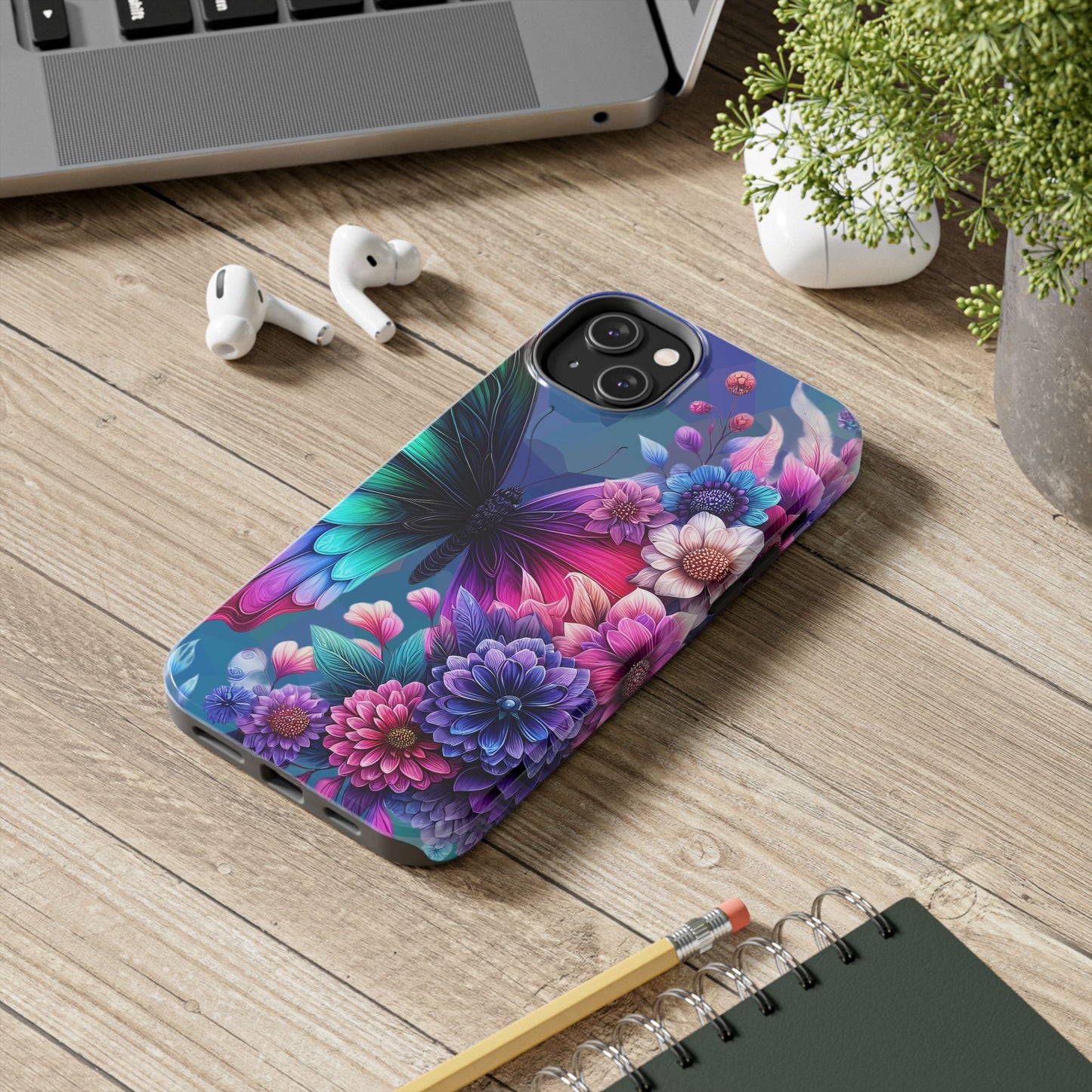 Butterfly Bloom Tough Phone Case — Floral Protective Phone Cover