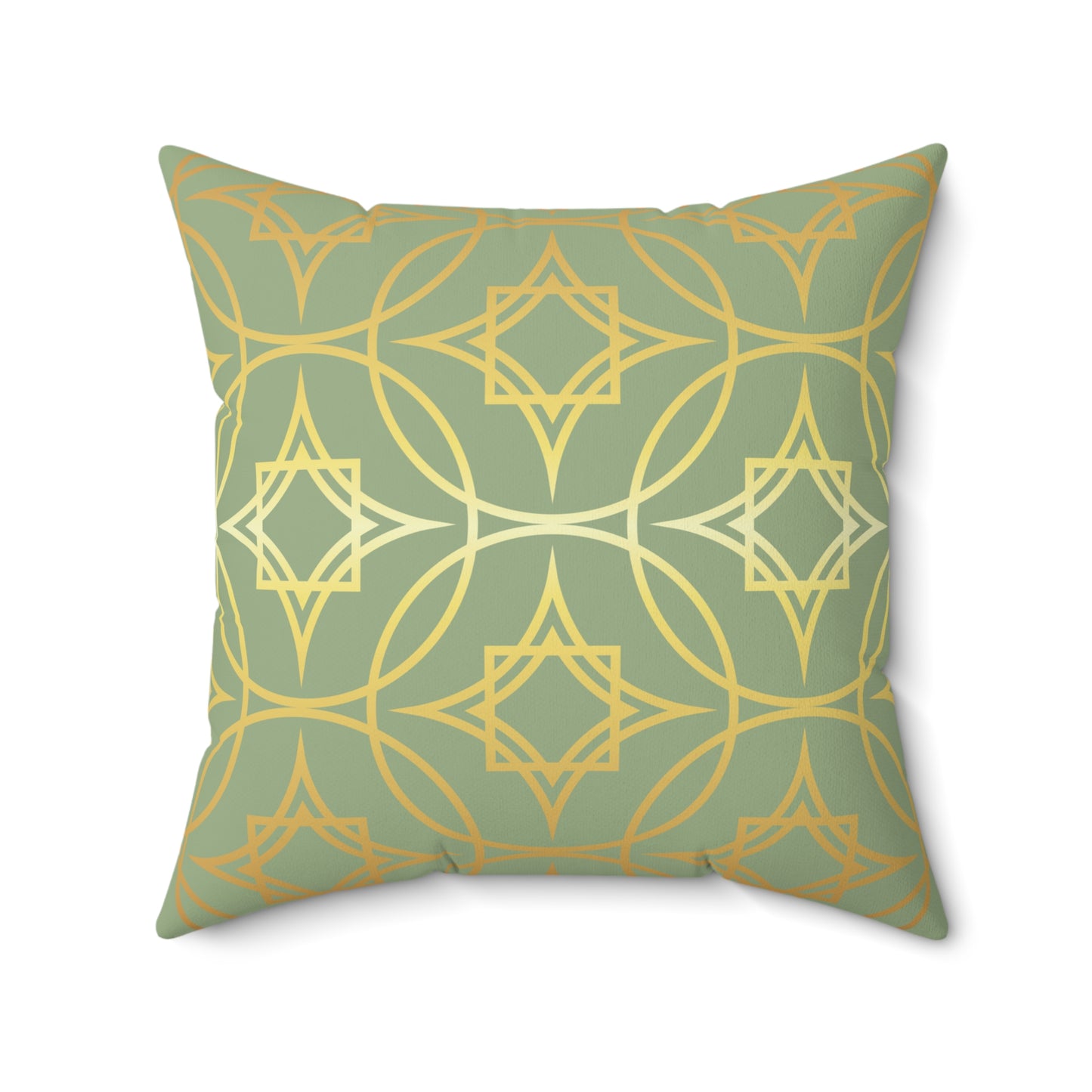 Gilded Geometric Decorative Pillow — Sage Green & Gold Luxe Throw Pillow