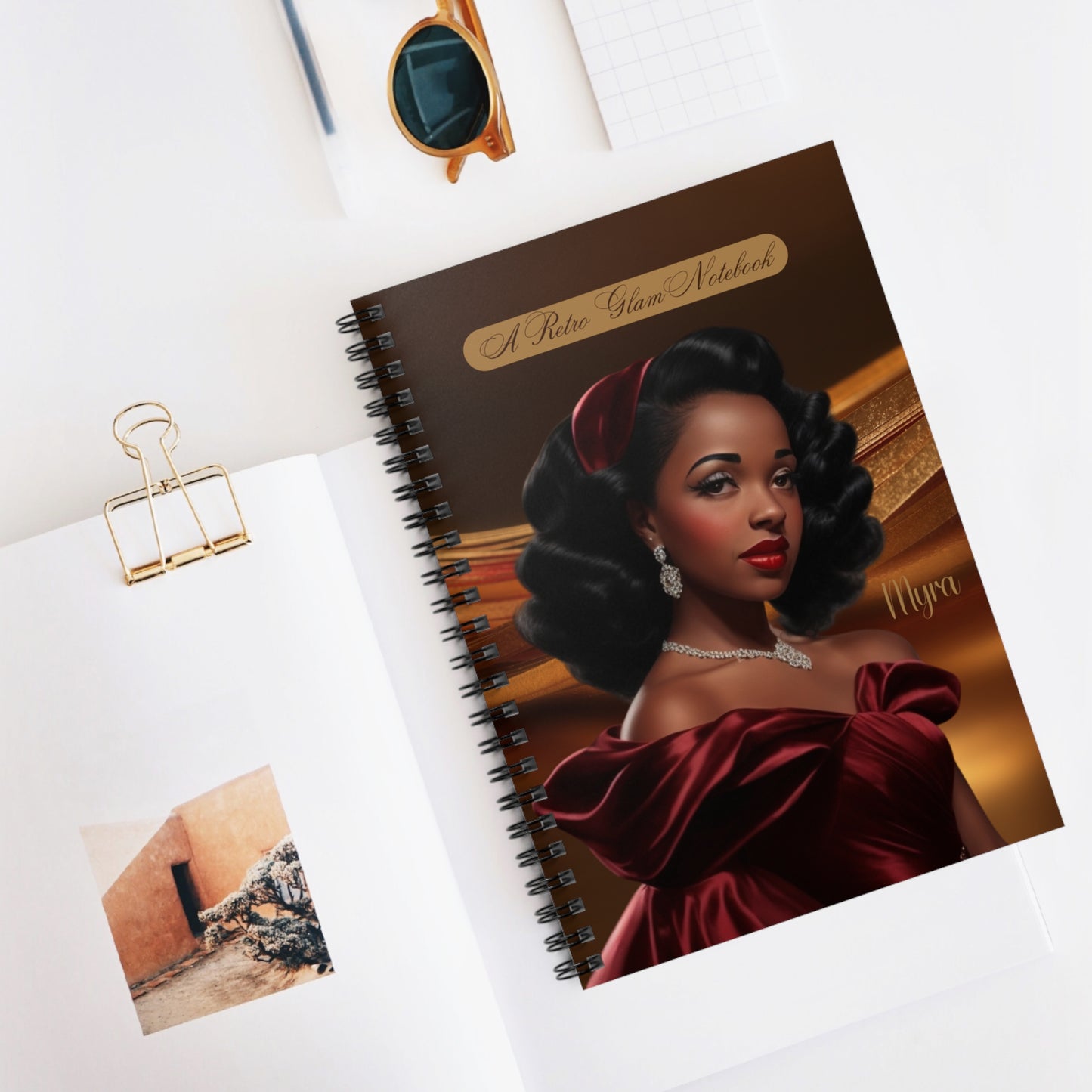 Retro Glam (Myra) Spiral Notebook - Ruled Line