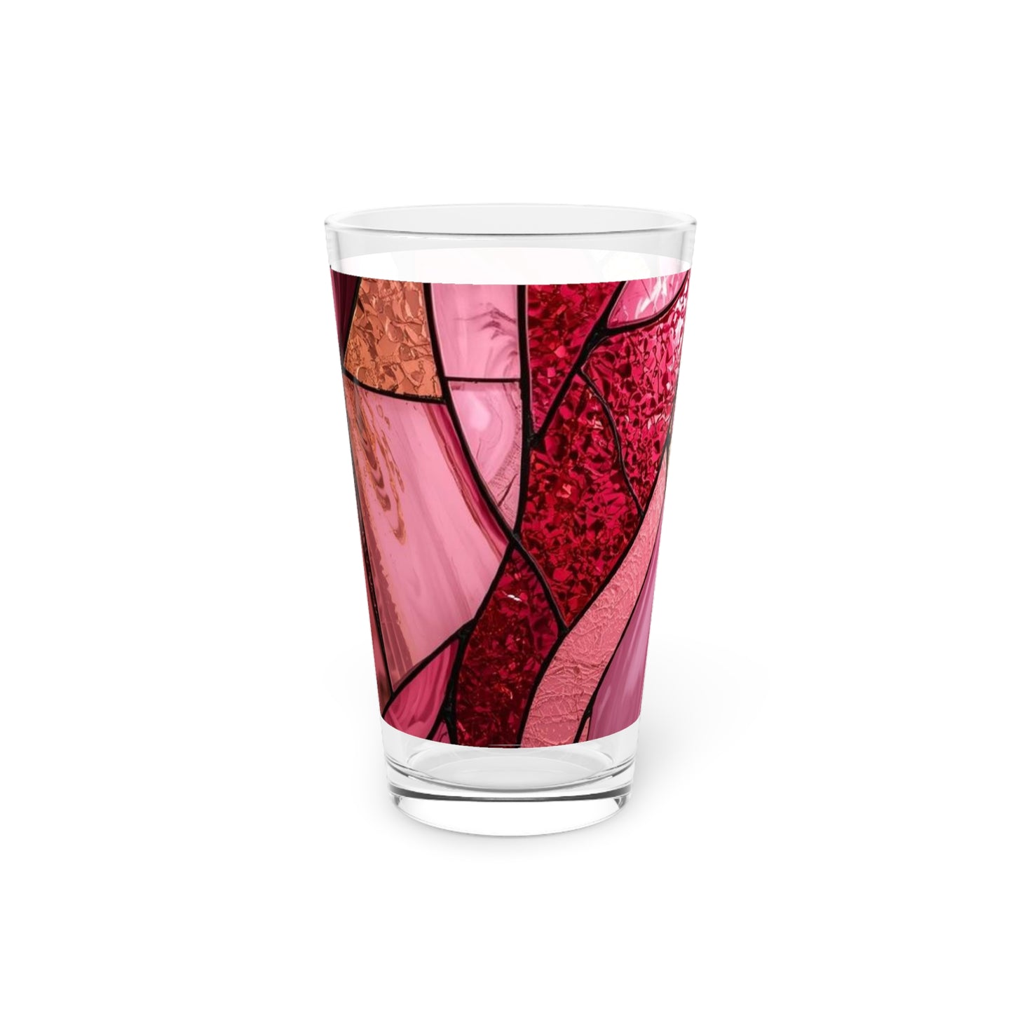 Rose Allure Stained Glass Pint Glass (16 oz) - Floral Abstract Beer Glass, Romantic Gift for Her