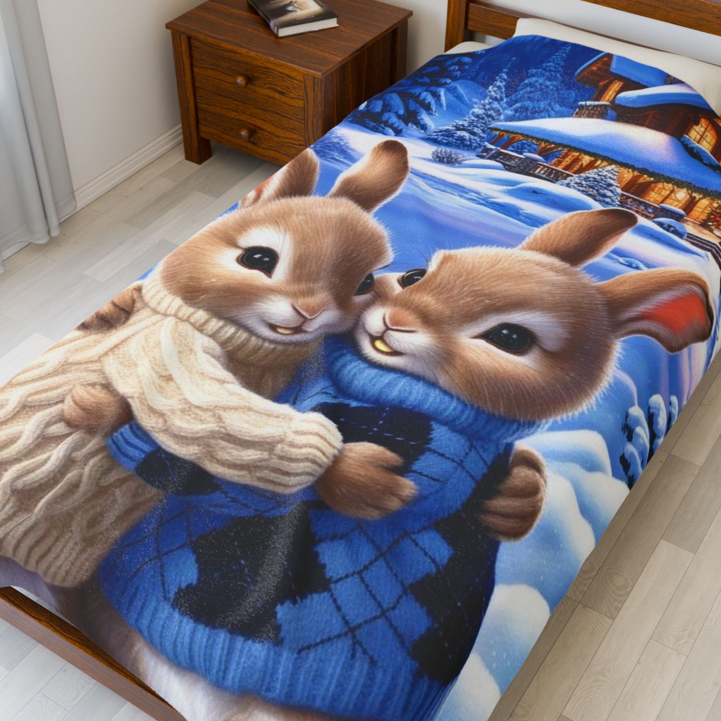 Snuggle Bunnies Velveteen Plush Blanket