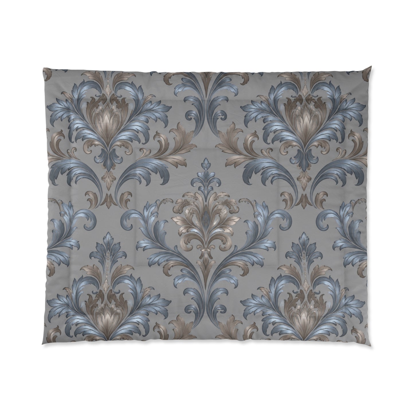 Elegant Blue Gray Damask Bedding