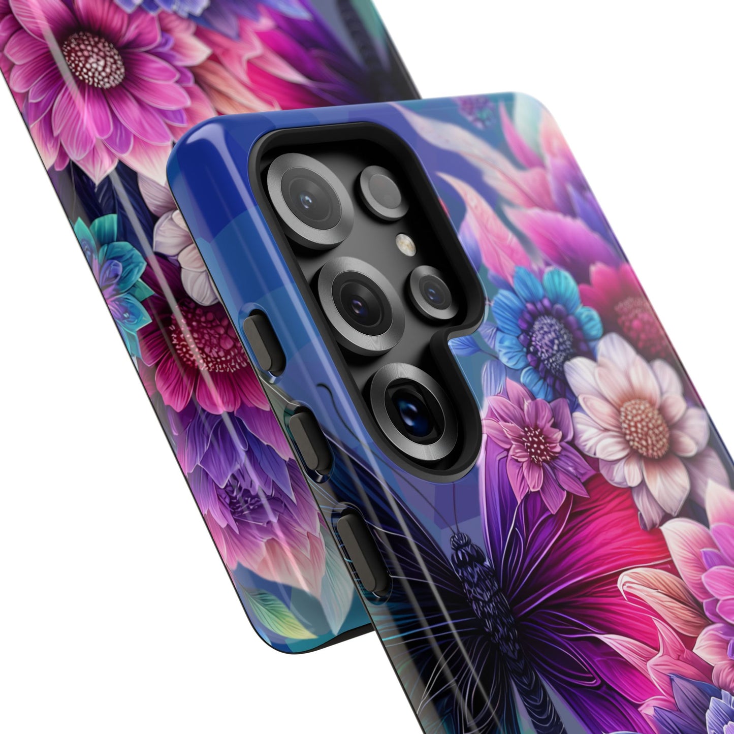 Butterfly Bloom Tough Phone Case — Vibrant Purple Blossom Protective Cover