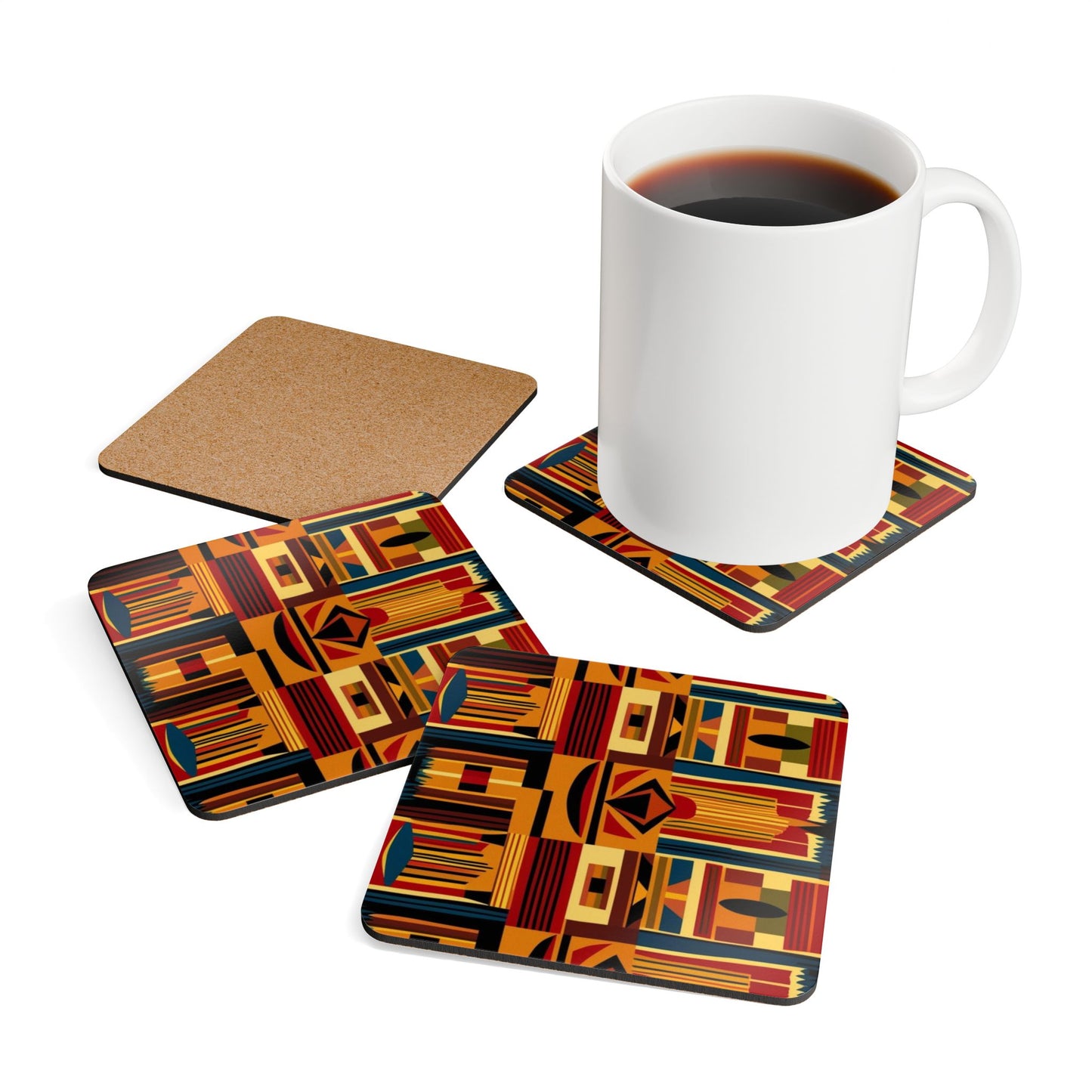 African Canvas 2 Corkwood Coaster Set