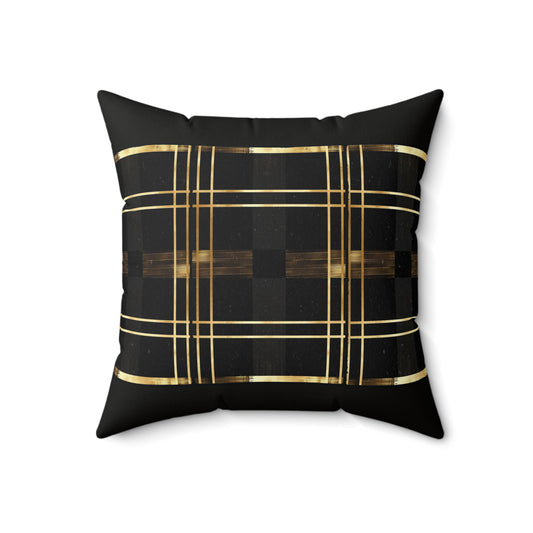 Noir & Gold Glam Spun Polyester Square Pillow