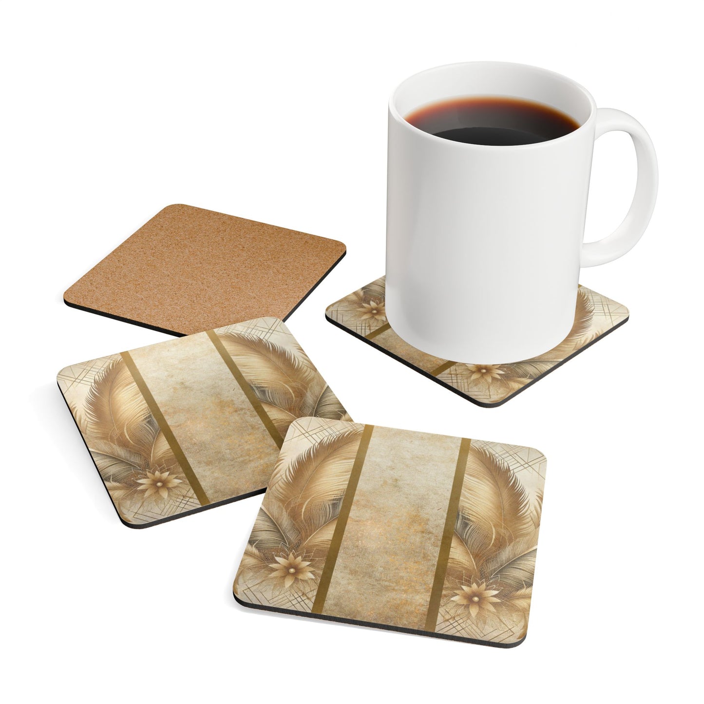Fitzgerald Plume Cork Coaster Set (4-Pack)
