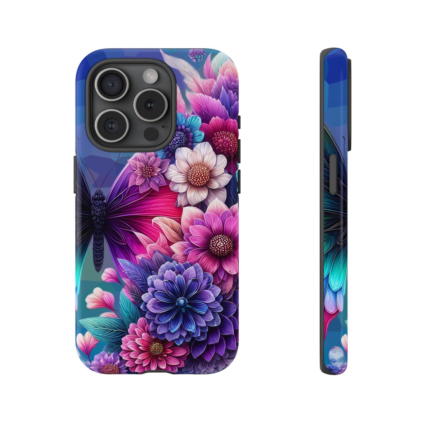 Butterfly Bloom Tough Phone Case — Vibrant Purple Blossom Protective Cover