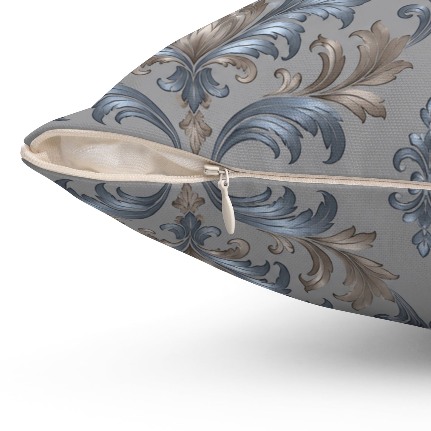 Elegant Blue Gray Damask Throw Pillows