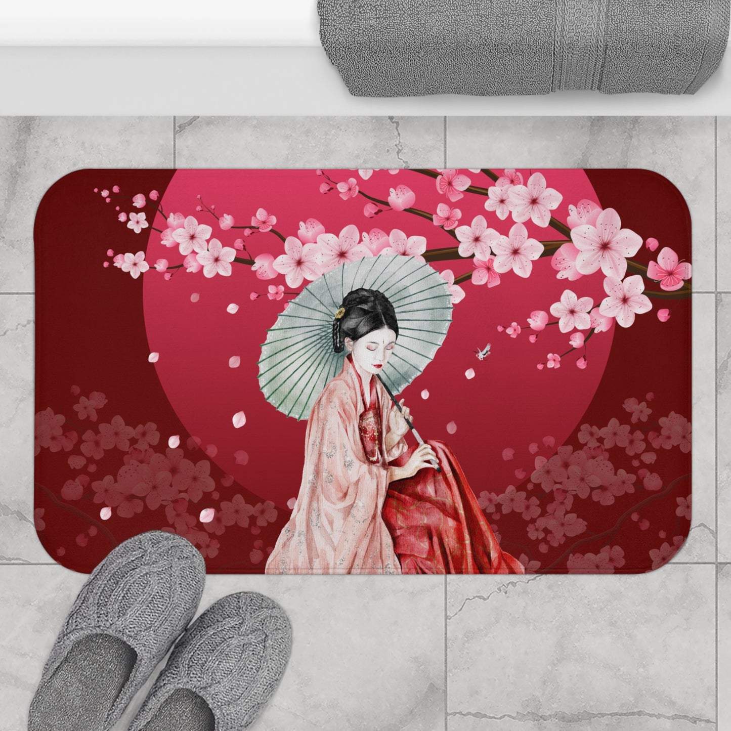 Cherry Blossoms Cherry Moon Bath Mat