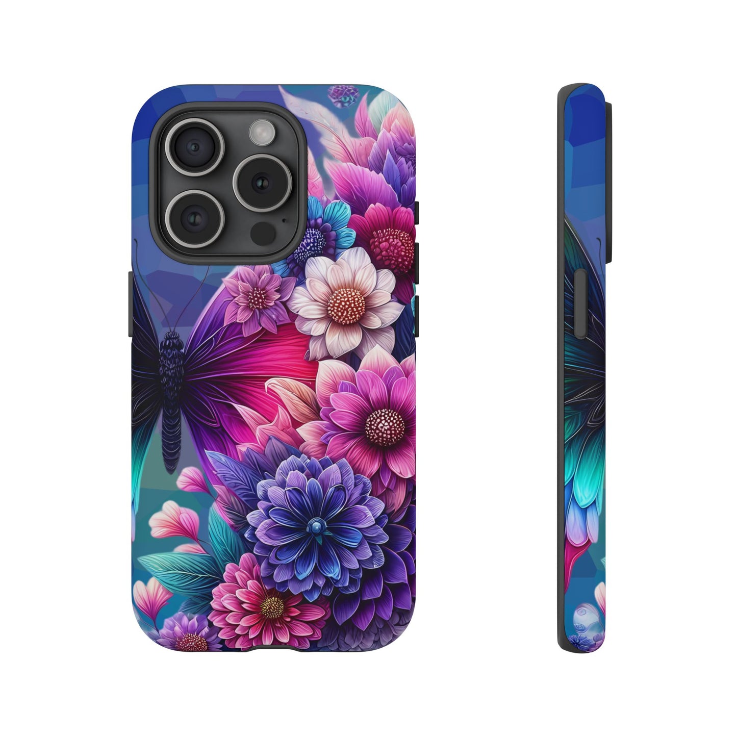 Butterfly Bloom Tough Phone Case — Vibrant Purple Blossom Protective Cover