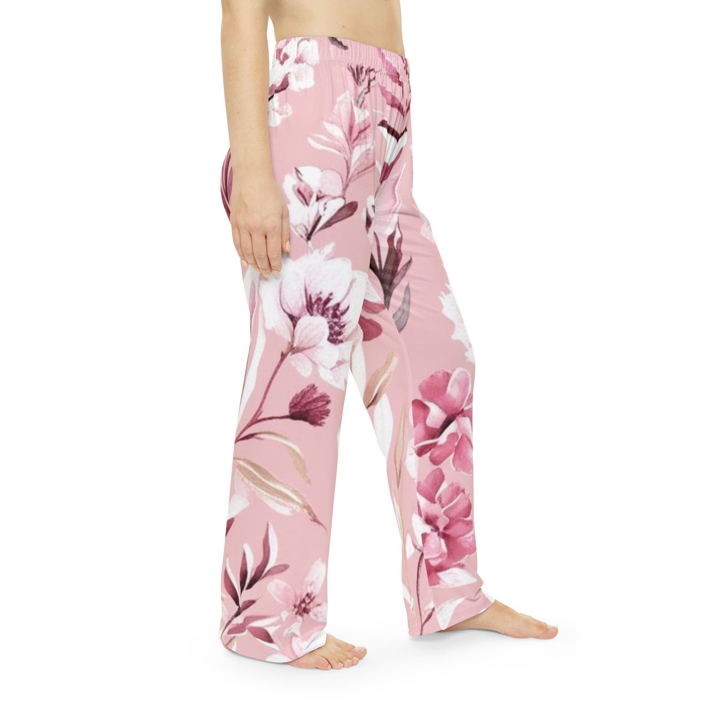 Pink & White Floral Women's Pajama Pants (AOP)