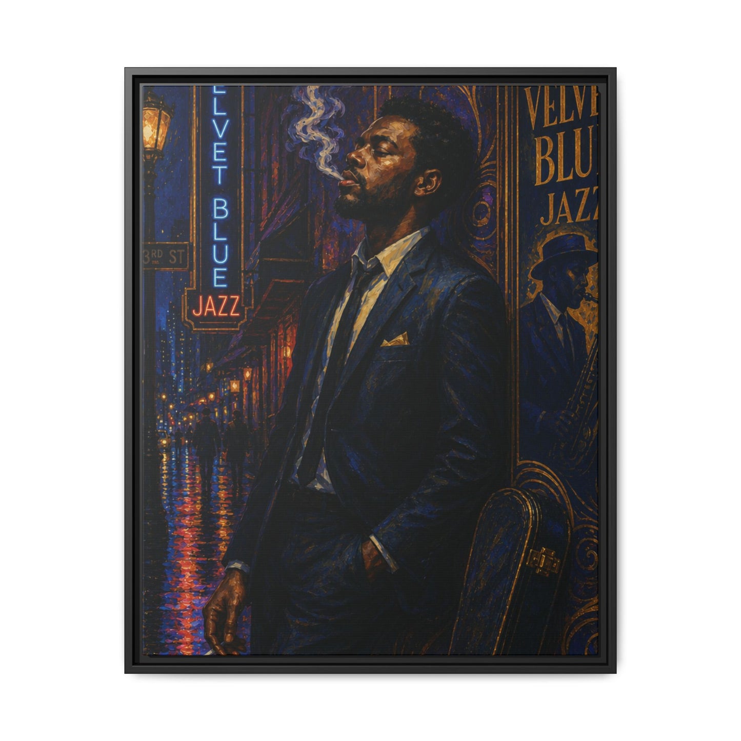 After the Gig Framed Retro Jazz Music Canvas Print