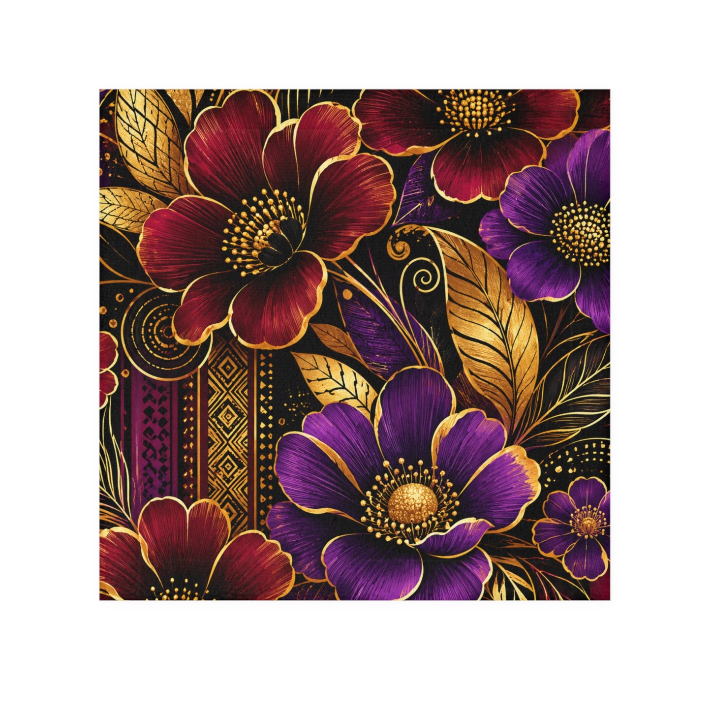 Zuri Garden Face Towel — Luxe Purple & Burgundy Bloom Design