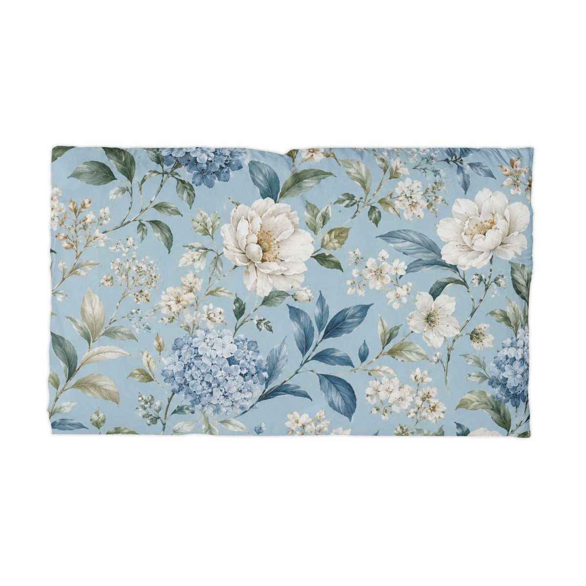Blue Vintage Hydrangea & Peony Microfiber Pillow Covers