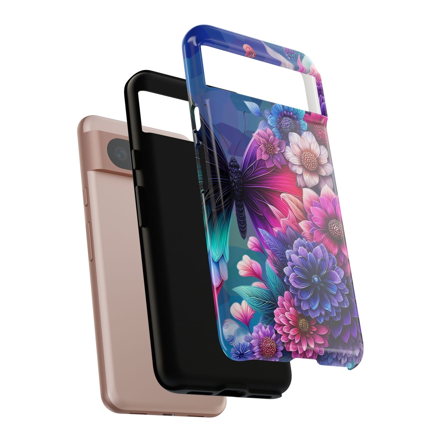 Butterfly Bloom Tough Phone Case — Vibrant Purple Blossom Protective Cover
