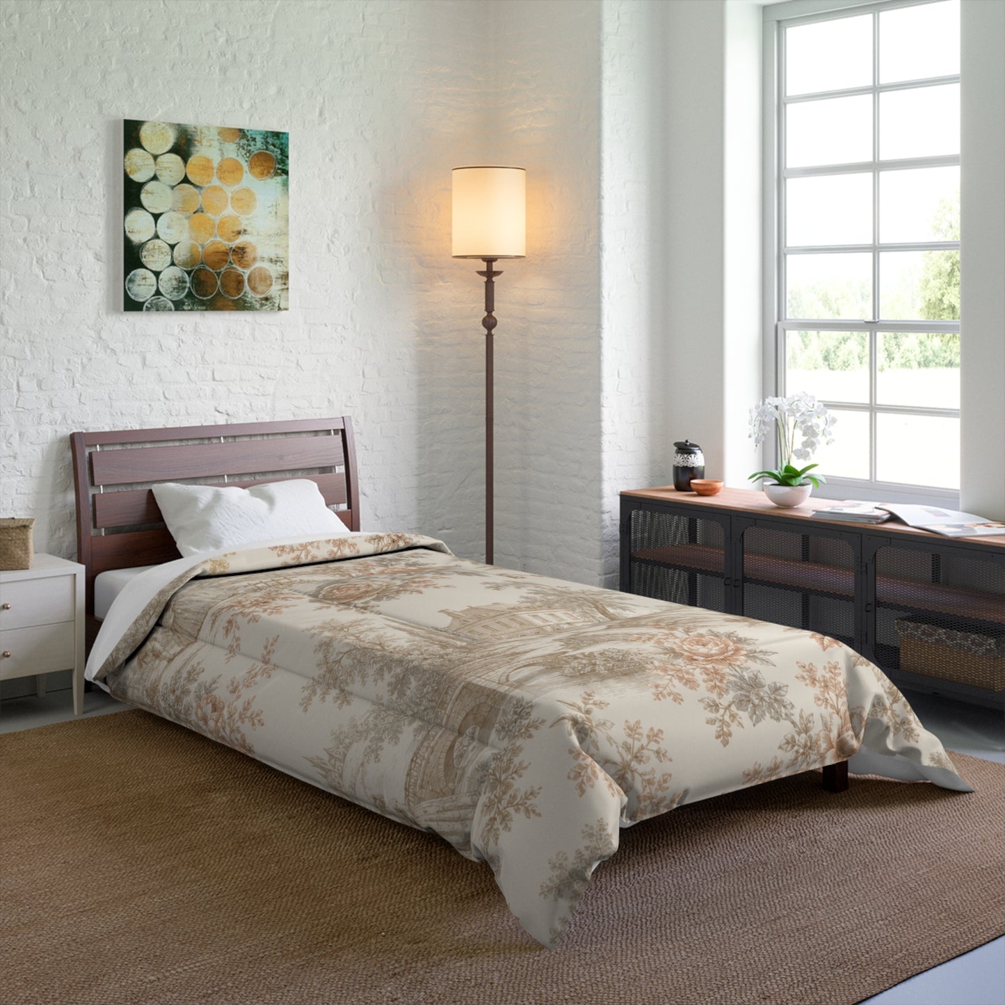 Château Rosé Comforter — Neutral Floral Cottage Bedding