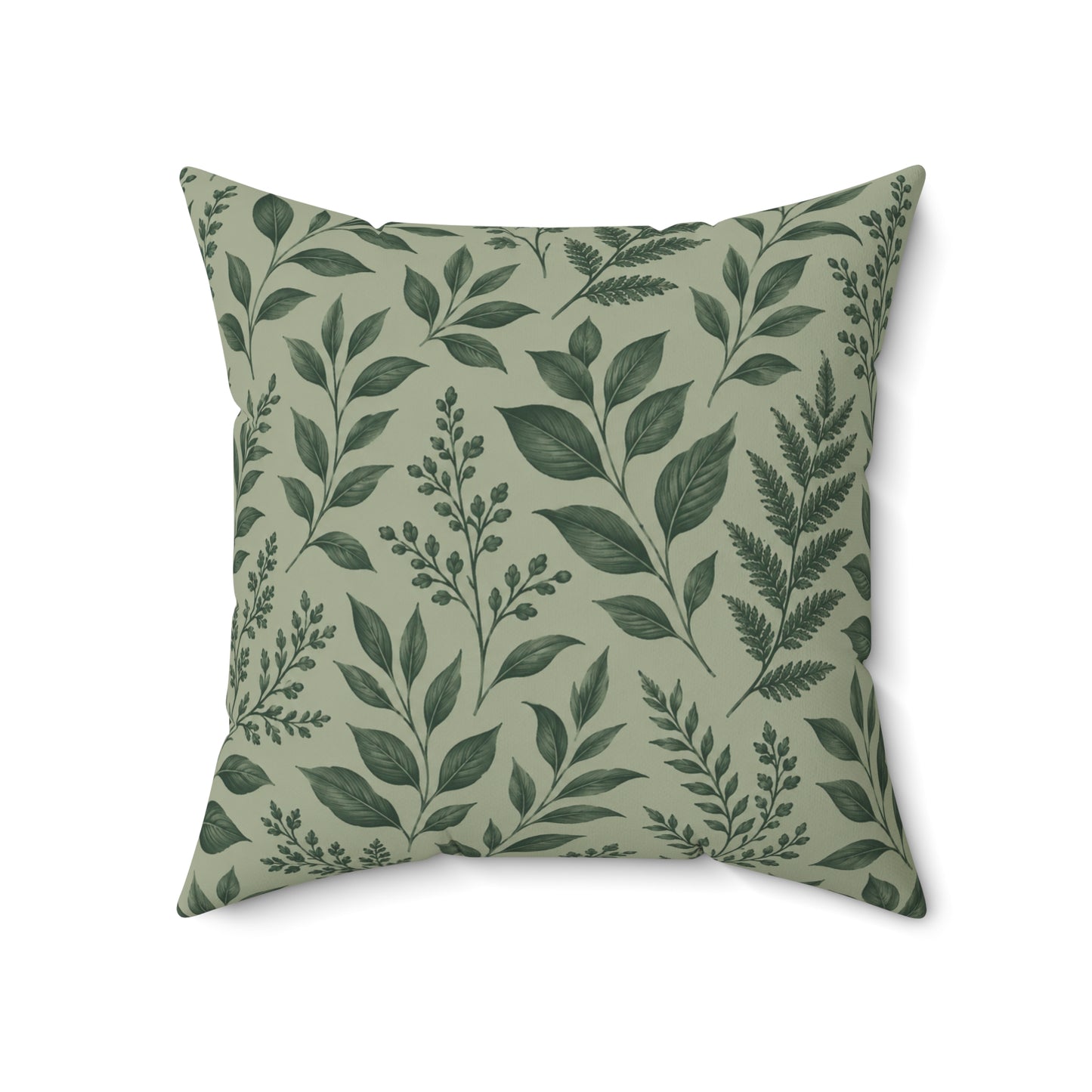 Botanical Green Leaf Throw Pillow – Decorative Cushion