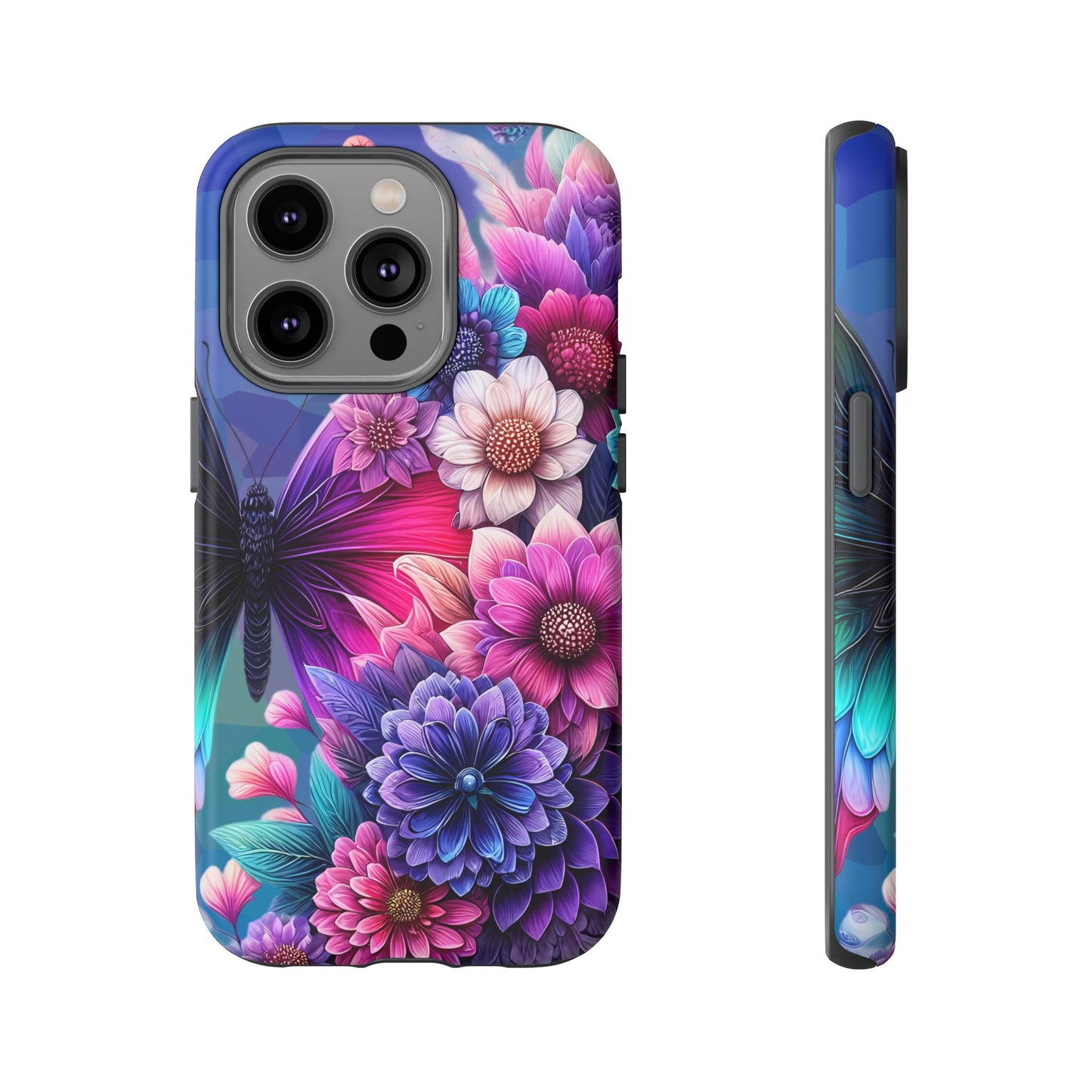 Butterfly Bloom Tough Phone Case — Vibrant Purple Blossom Protective Cover