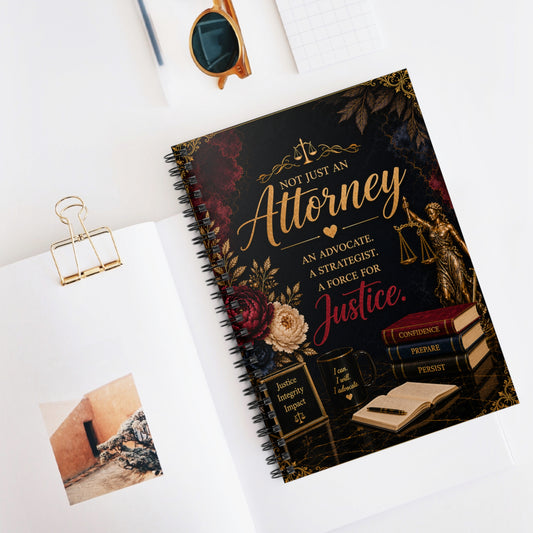 Attorney Spiral Notebook — "Not Just an Attorney" Justice-Themed Ruled Journal