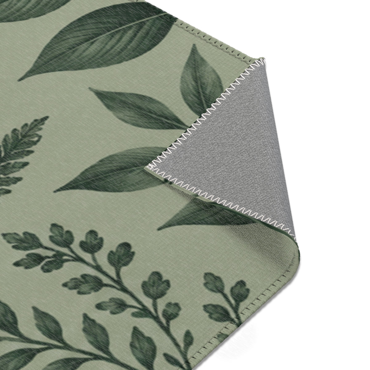 Botanical Green Area Rug – Sage Green Floral Pattern