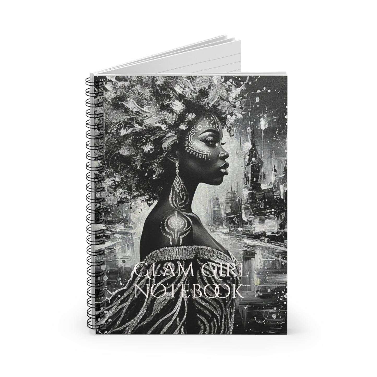 Glam Girl (Silver/Black) Spiral Notebook - Ruled Line