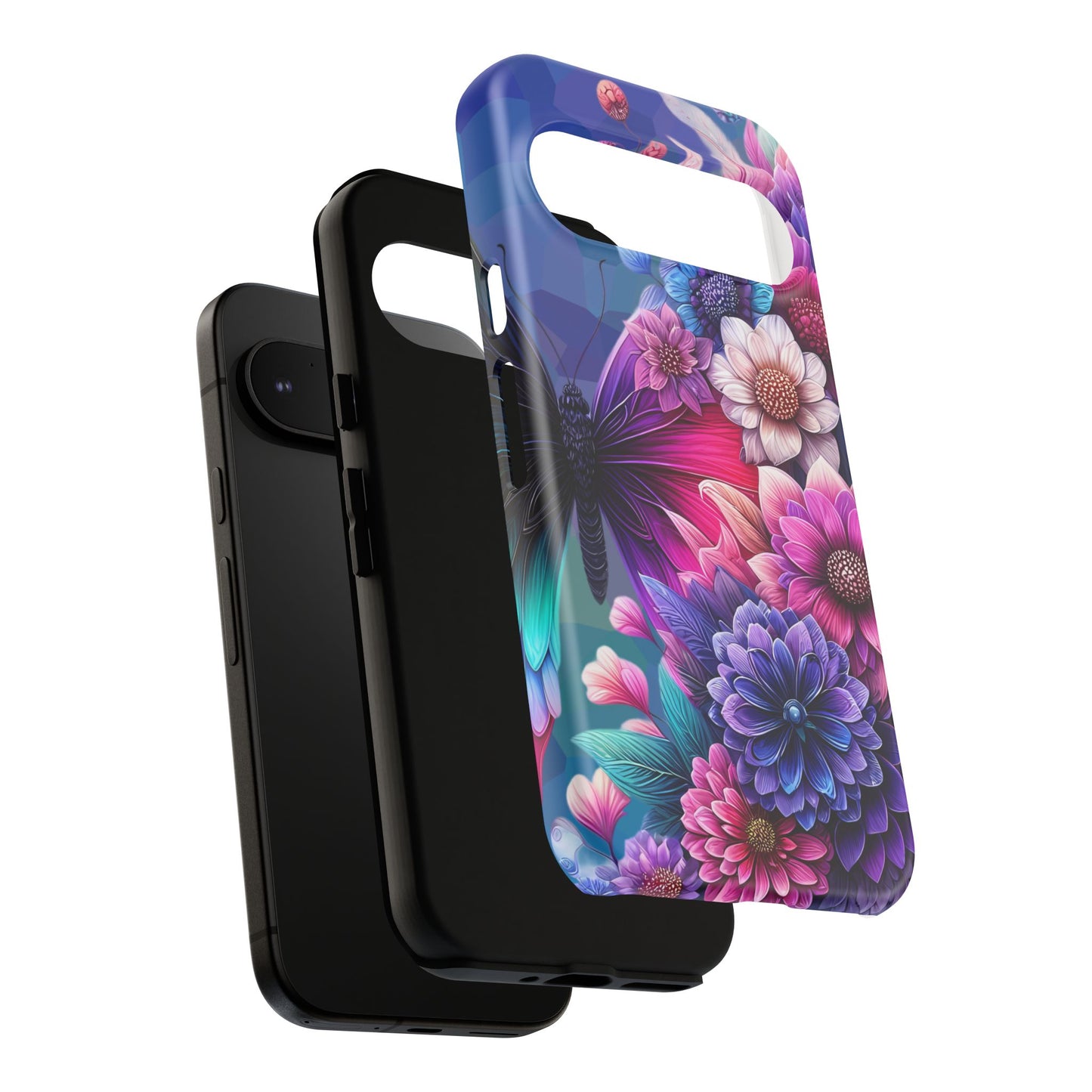 Butterfly Bloom Tough Phone Case — Vibrant Purple Blossom Protective Cover