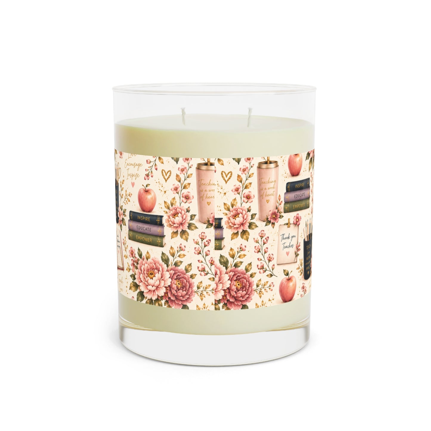 Teacher Appreciation Scented Candle — Floral Books & Apples 11oz