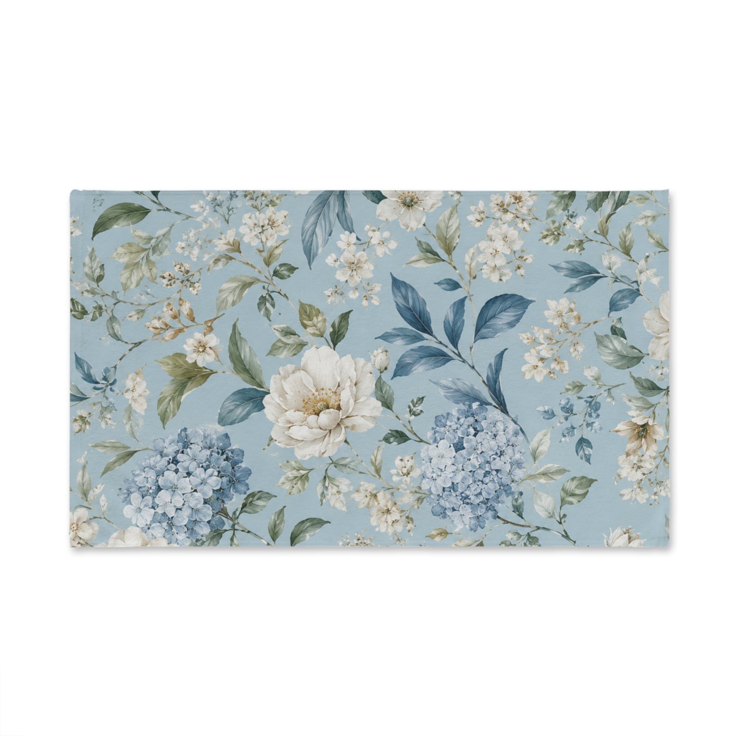 Blue Vintage Hydrangea & Peony Bathroom Hand Towel