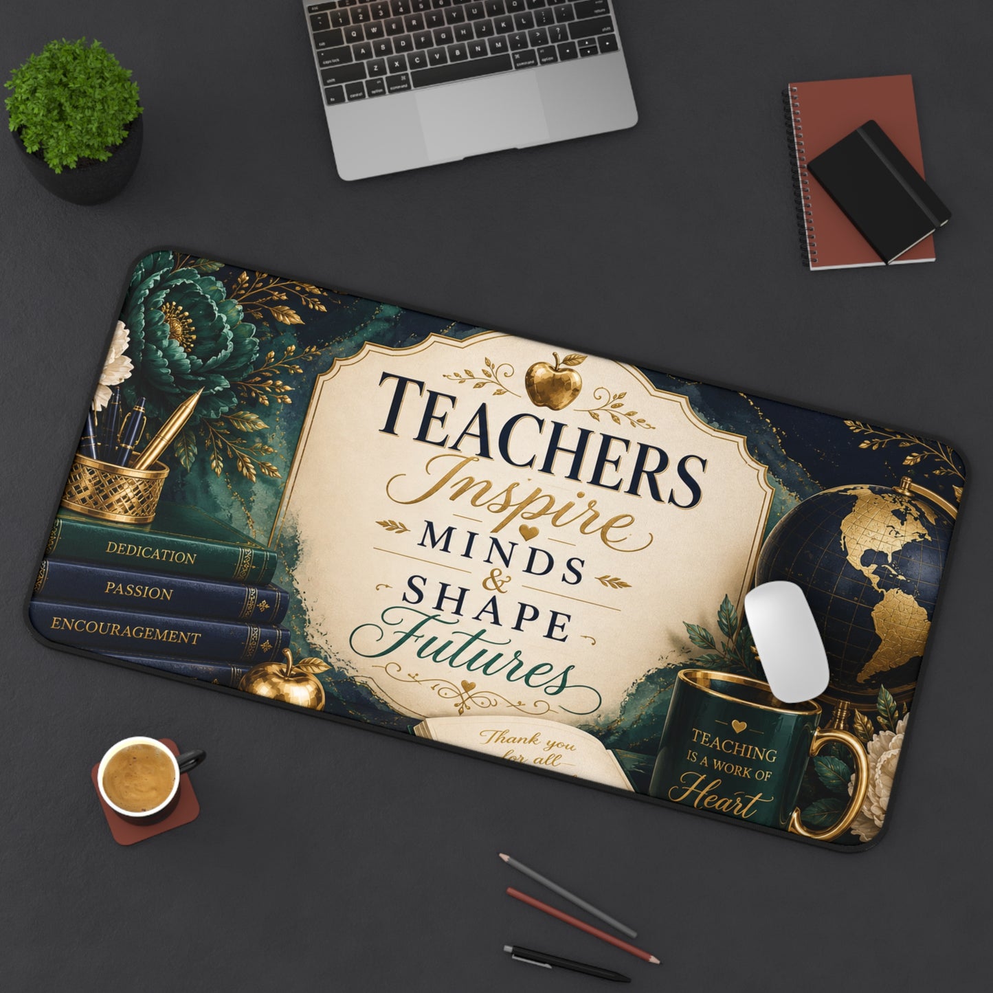 Teacher Appreciation Desk Mat - "Teachers Inspire Minds & Shape Futures" Appreciation Gift for Educators