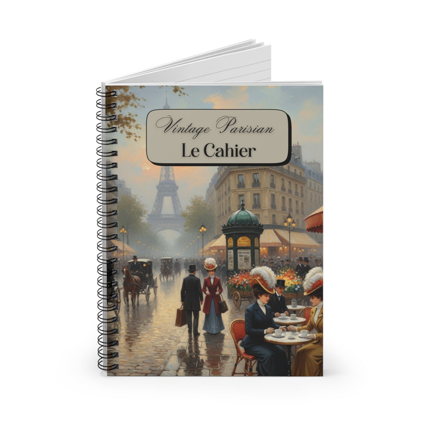 Vintage Parisian Spiral Notebook - Ruled Line