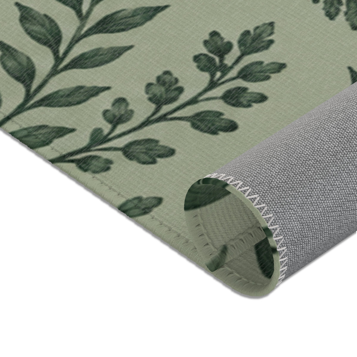 Botanical Green Area Rug – Sage Green Floral Pattern