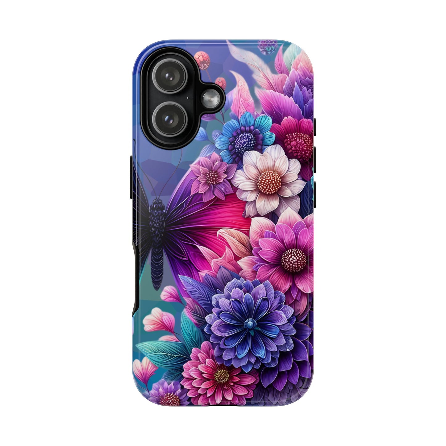 Butterfly Bloom Tough Phone Case — Vibrant Purple Blossom Protective Cover