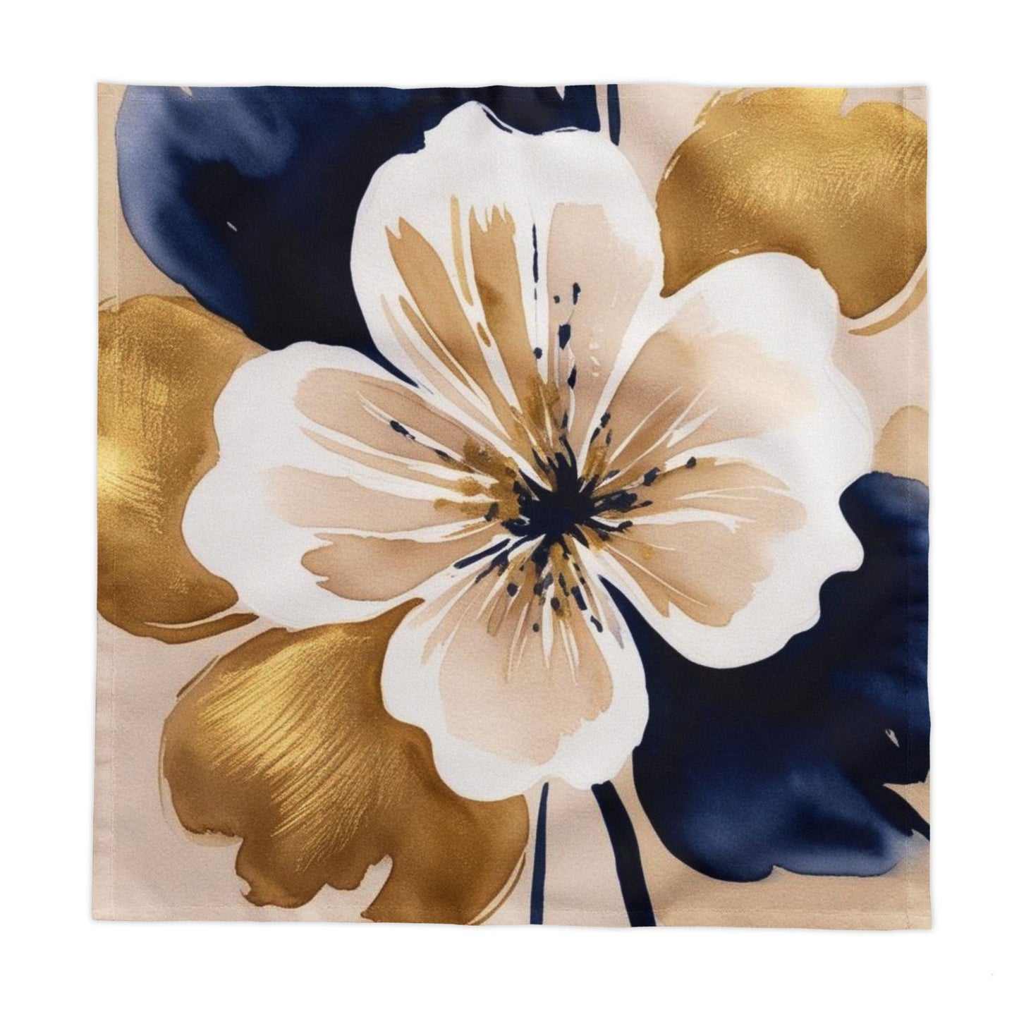 Floral Gold & Navy Tablecloth - Dining Linen