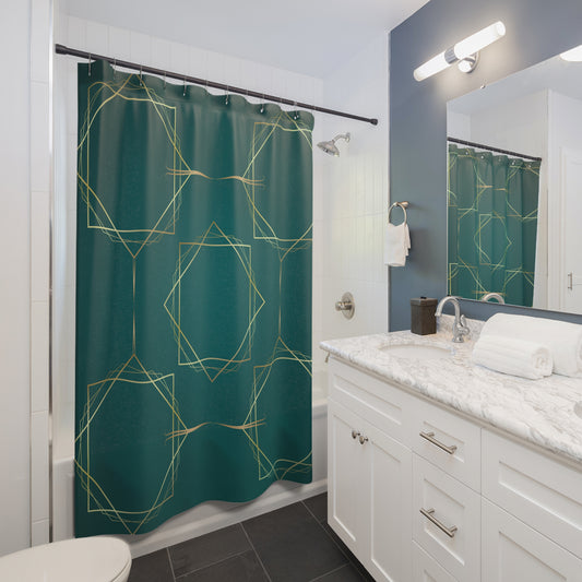 Gilded Elegance (Dark Teal) Shower Curtains