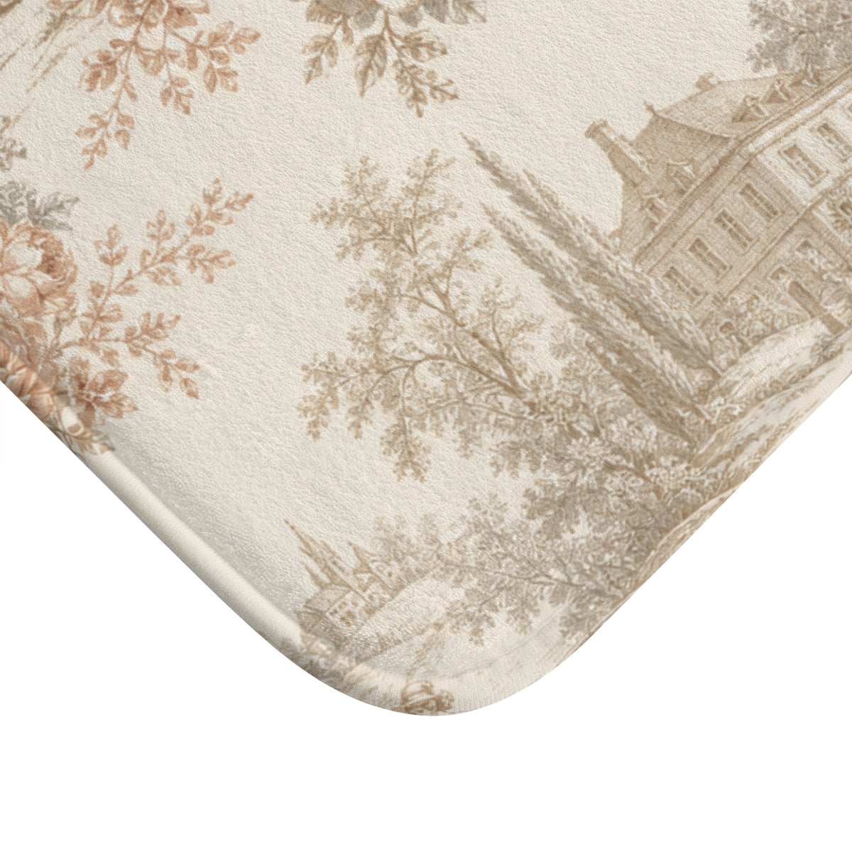 Château Rosé Bath Mat — Soft Floral Chateau Bathroom Rug