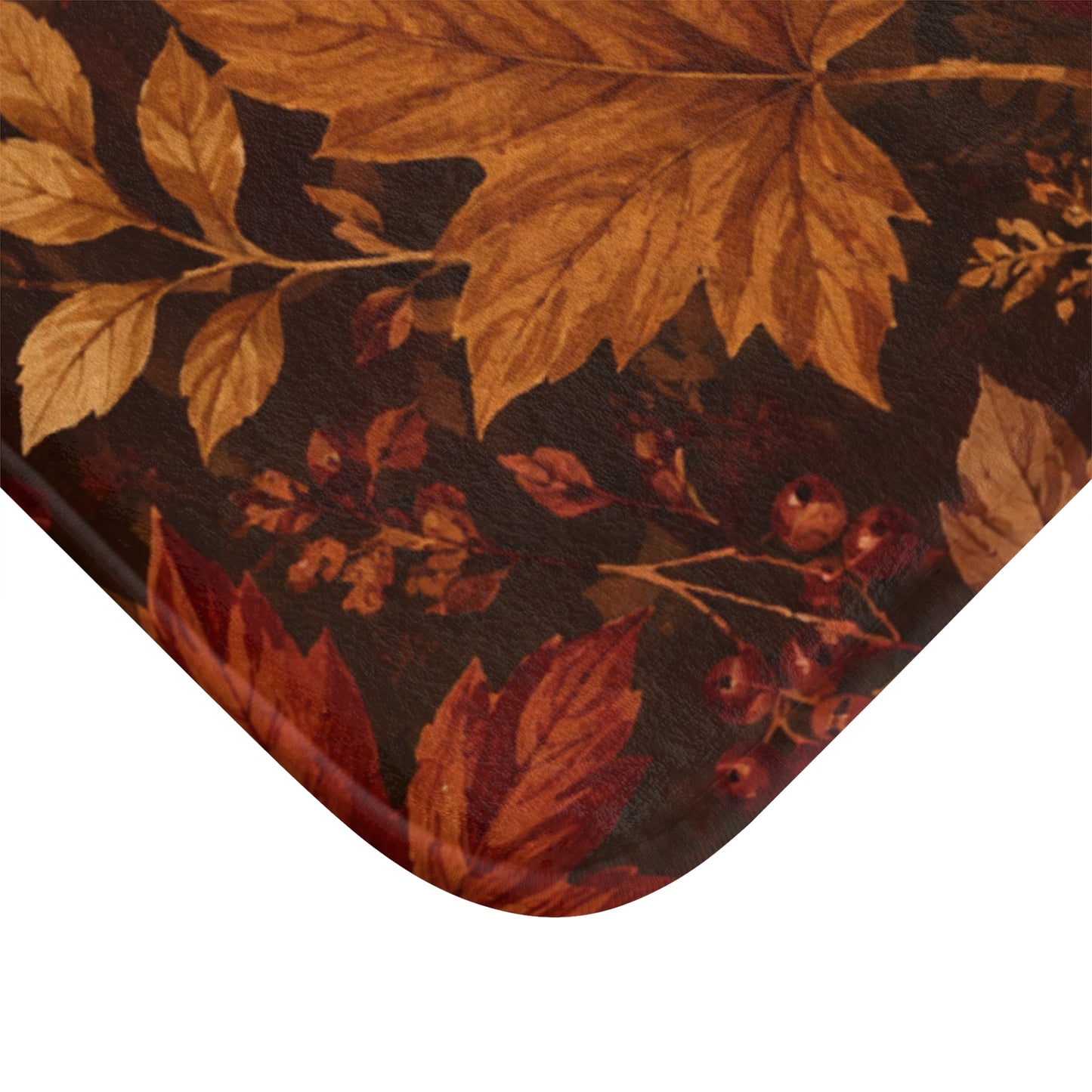 Rustic Fall Leaves & Floral Bathroom Rug