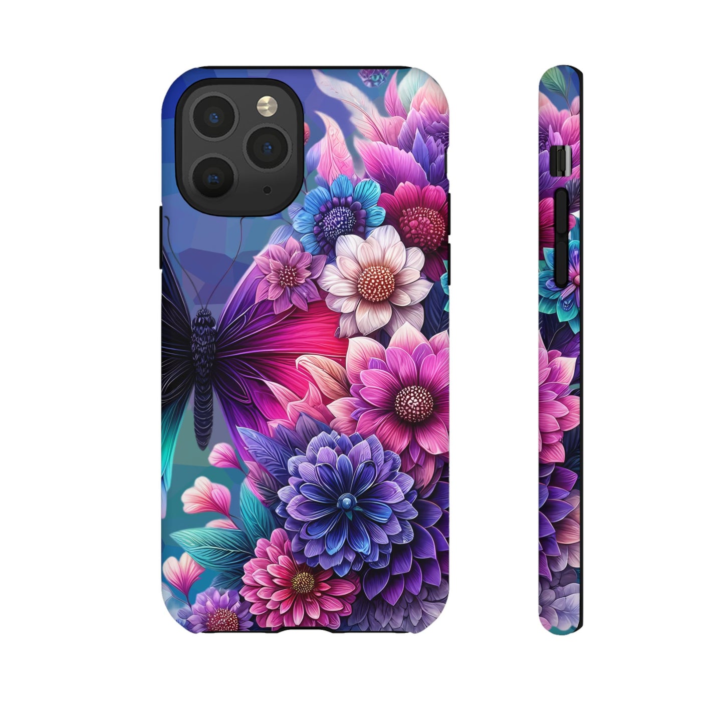 Butterfly Bloom Tough Phone Case — Vibrant Purple Blossom Protective Cover
