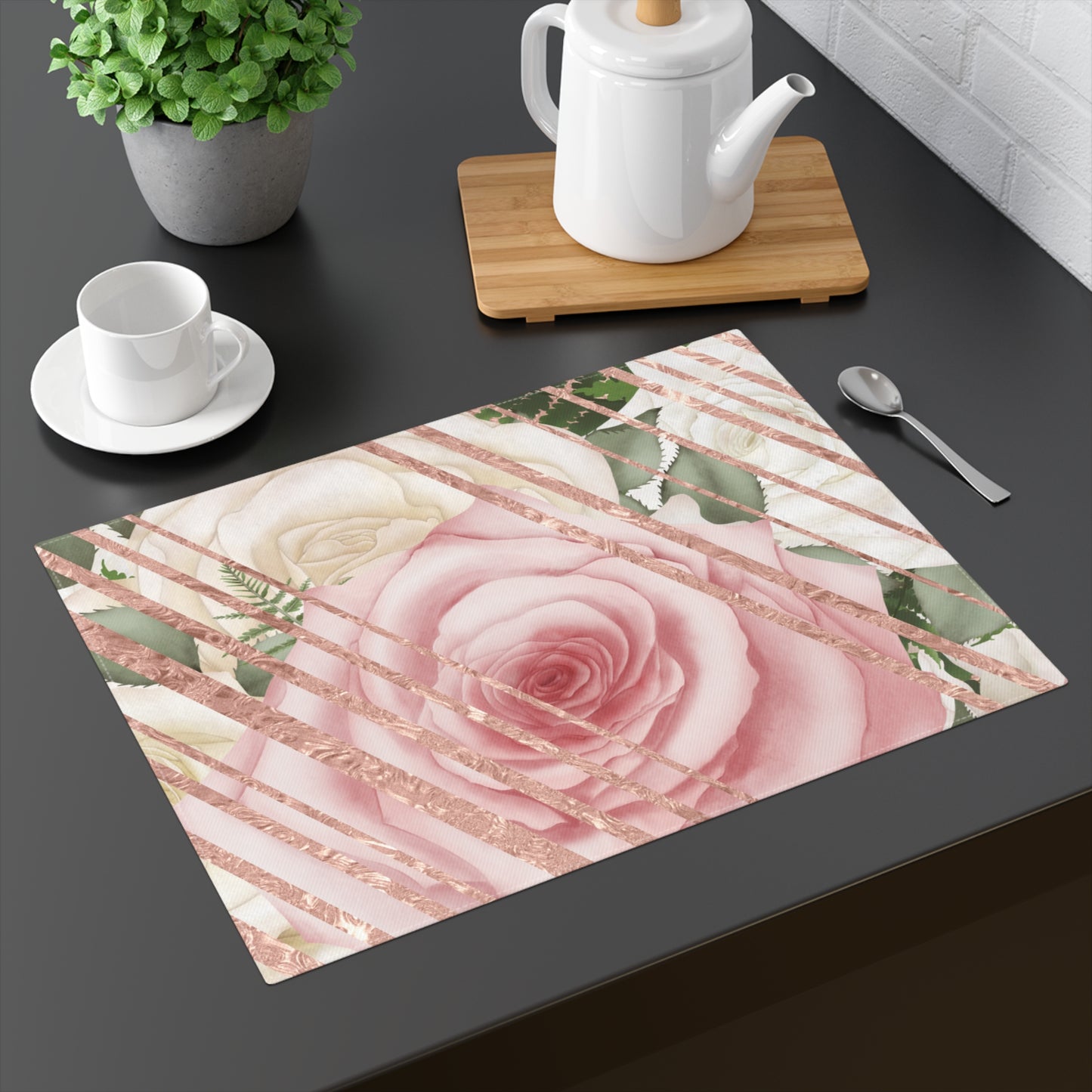 Kissed by a Rose Gold Placemat, 1pc