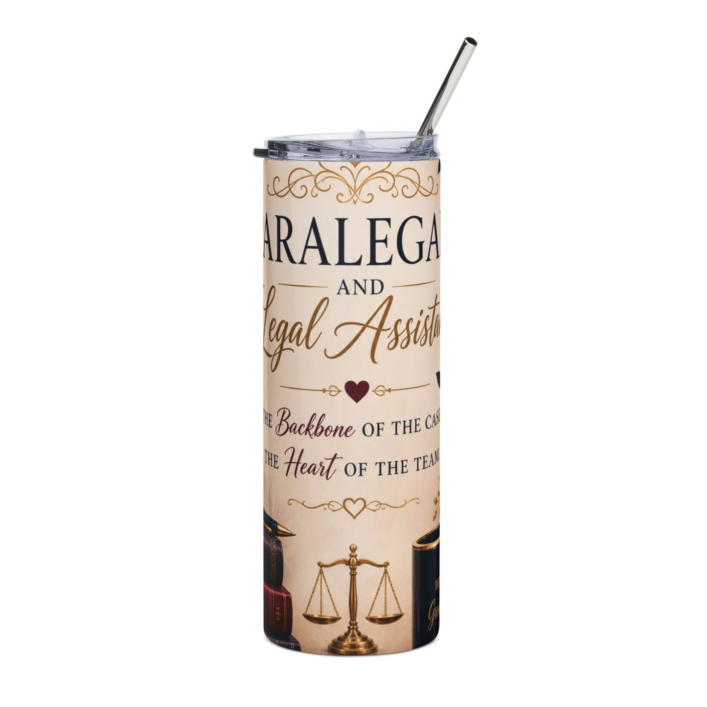 Attorney Paralegal & Legal Assistant 20oz Stainless Steel Tumbler — ‘Backbone of the Case, Heart of the Team’ Gift