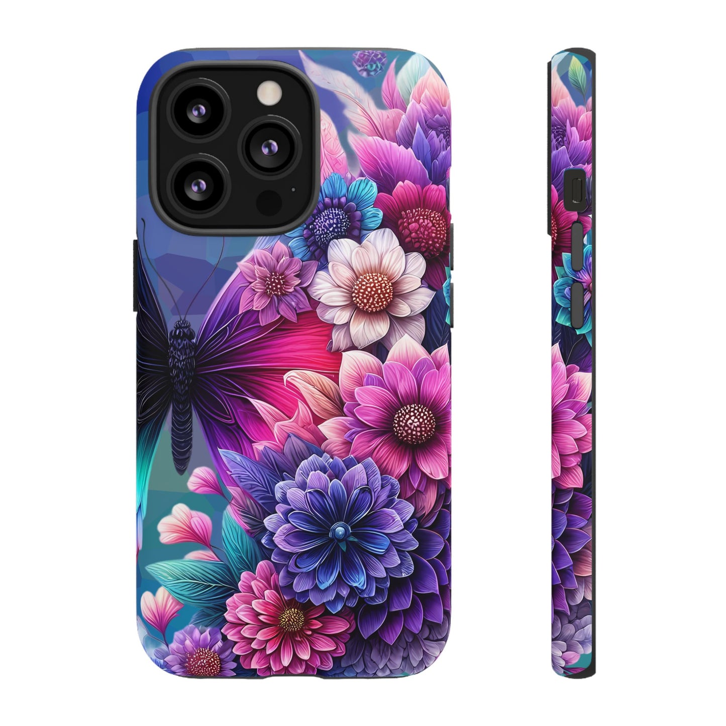 Butterfly Bloom Tough Phone Case — Vibrant Purple Blossom Protective Cover