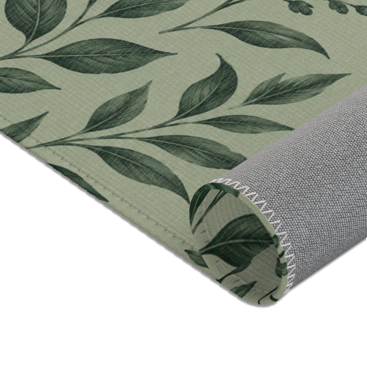 Botanical Green Area Rug – Sage Green Floral Pattern