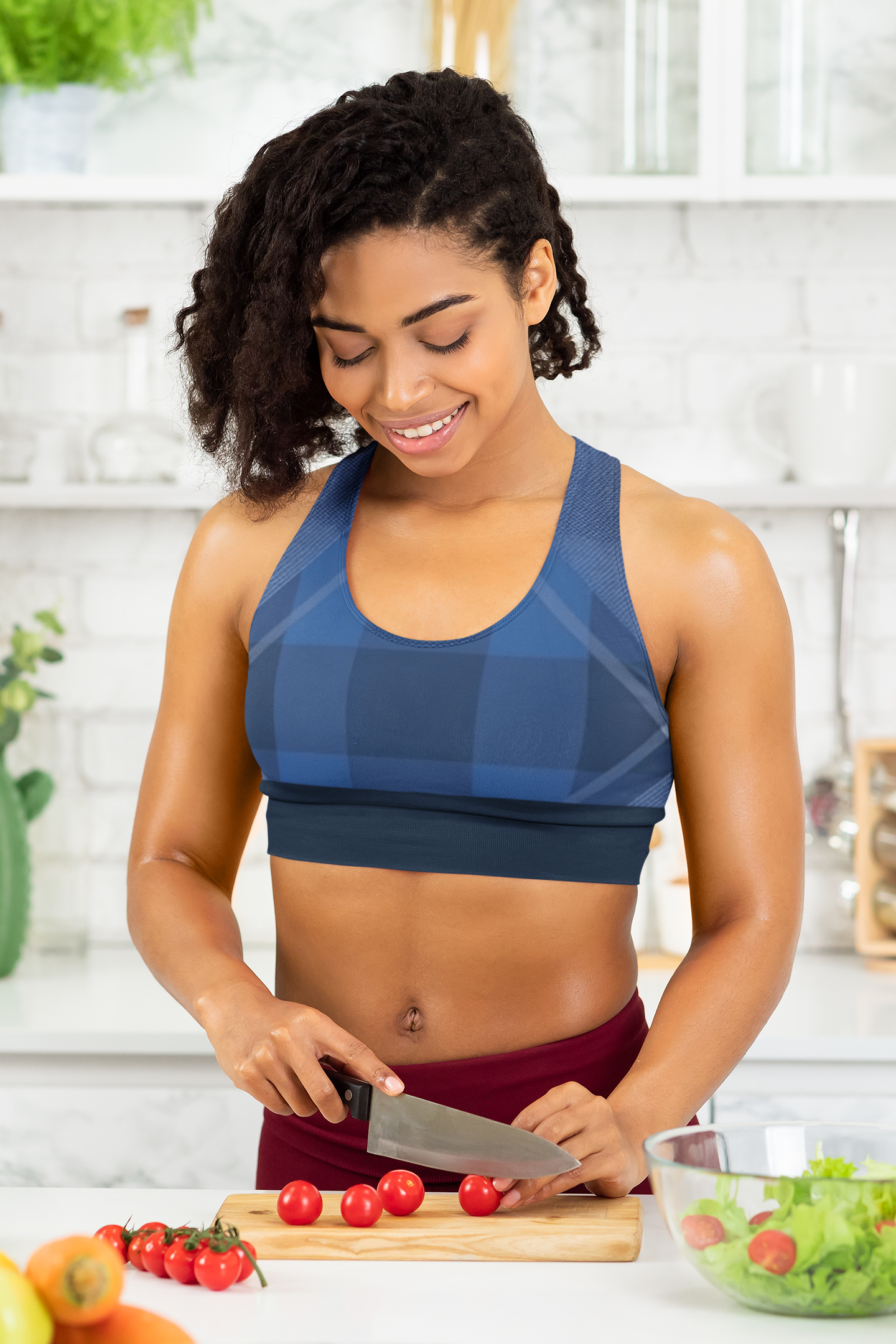 Dark Blue Sports Bra (AOP)