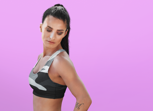 Black/Gray Sports Bra (AOP)