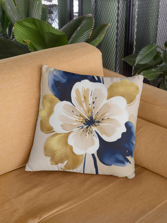 Abstract Floral Faux Suede Square Pillow